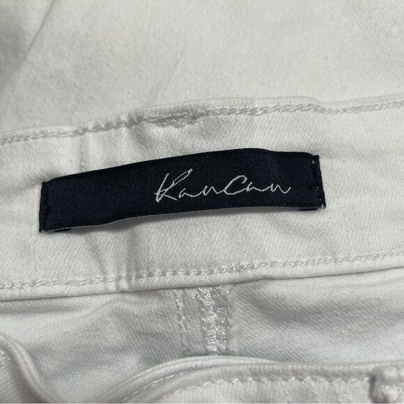 KanCan Estilo Distressed Raw Frayed Hem White Skinny Cropped Jeans Size 3/25 - Picture 10 of 12